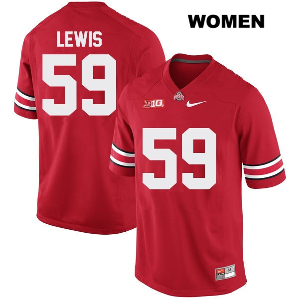 Ohio State Buckeyes Women's Tyquan Lewis #59 Red Authentic Nike College NCAA Stitched Football Jersey MI19K65AN